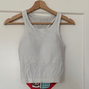 Lululemon Athletica White Ribbed Tank Top